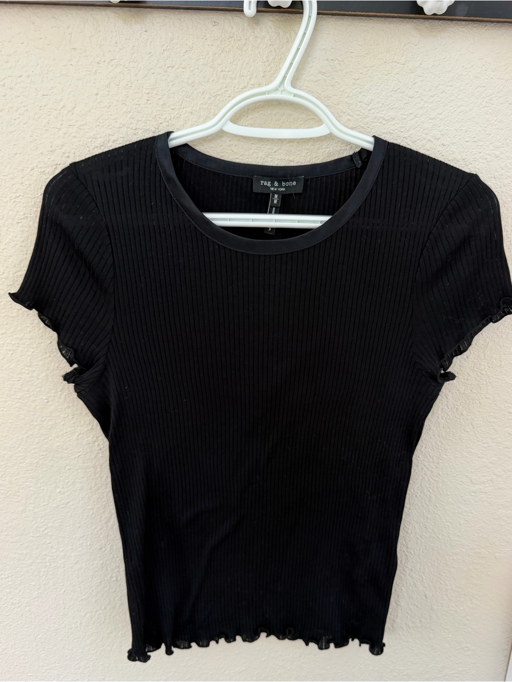 rag & bone Black Flutter Sleeve T shirt. Size Small. Very GUC